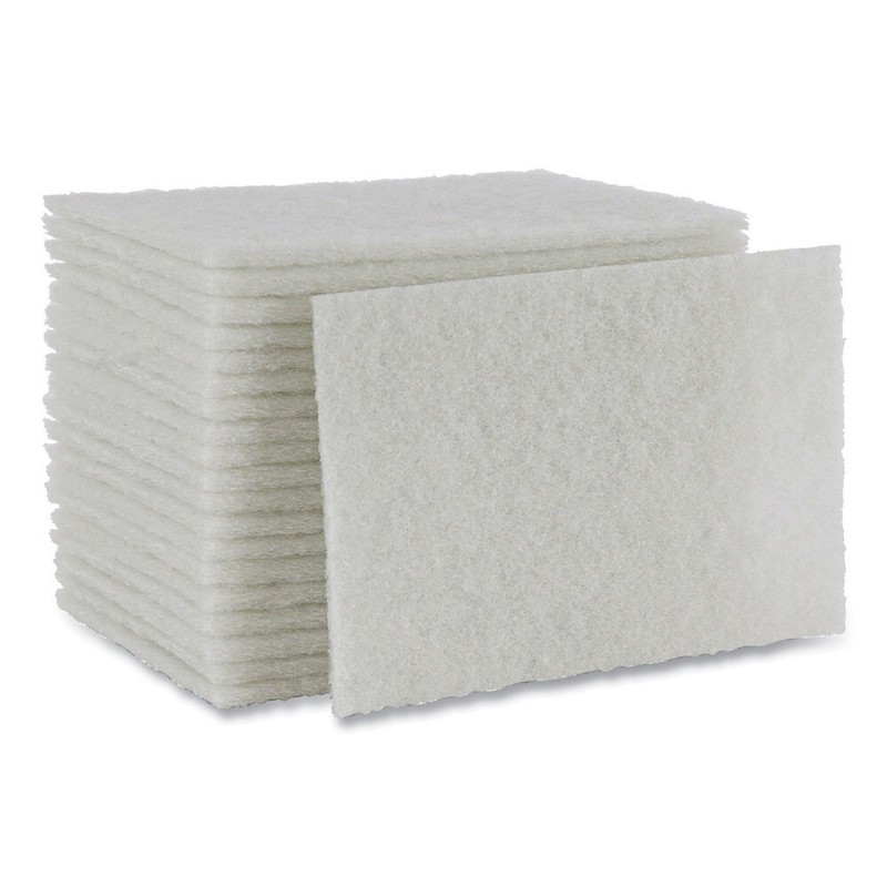 Boardwalk 198 6 in. x 9 in. Light Duty Scour Pad – White (20/Carton) New