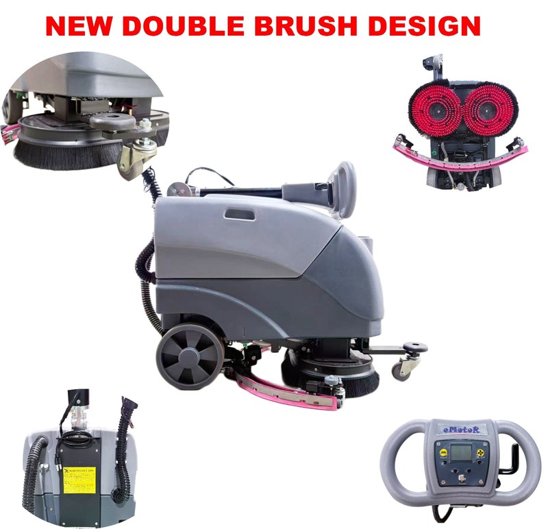 Walk Behind 9+9"Brush Floor Cleaning Machine Portable Upgrade Scrubber EM-255 SL