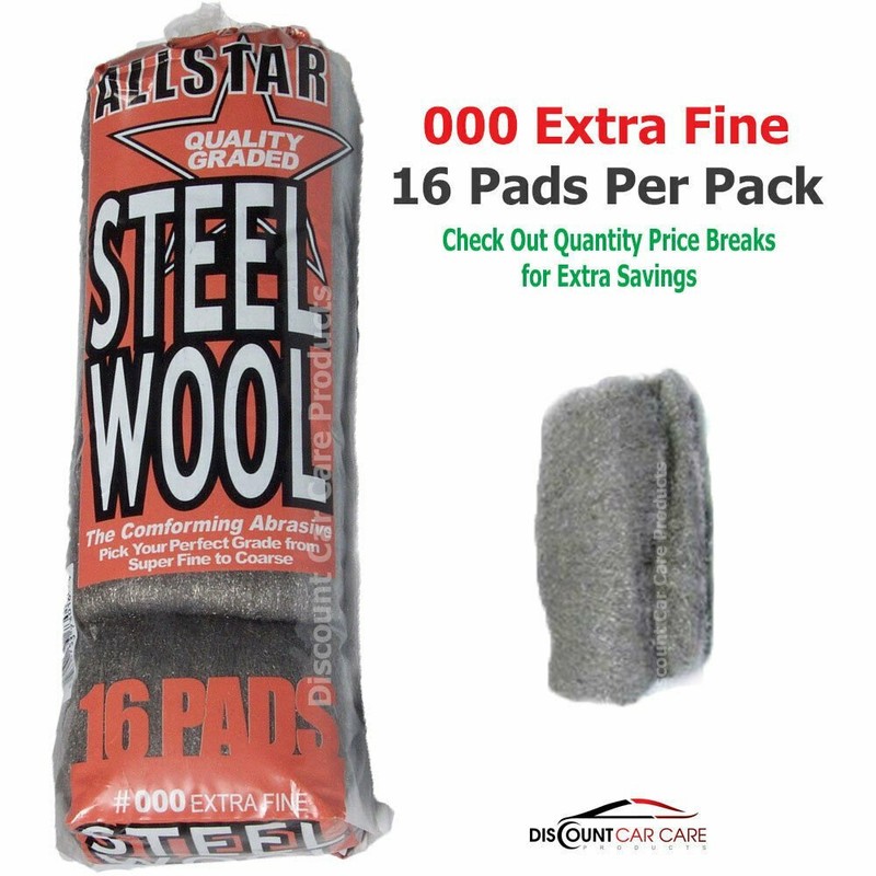 Extra Fine Steel Wool Pads # 000 - High-Quality Professional - 16 Pads Pack
