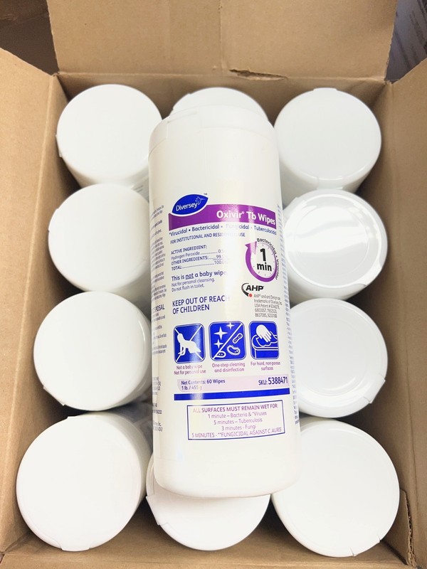 Box of 12 - Oxivir Diversey 5388471 Tb Disinfectant Medium Wipes, 60-Wipes each