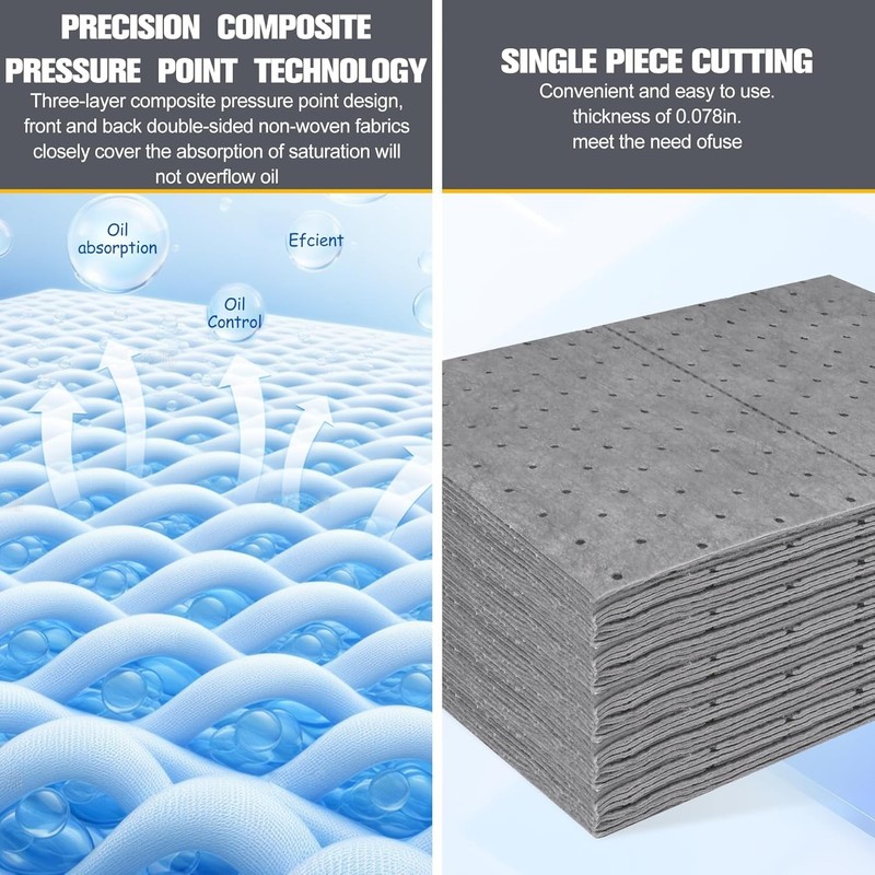 100 Pcs 10x13 Inch Oil Absorbent Pads for Automotive Workshop Spill Control gallery