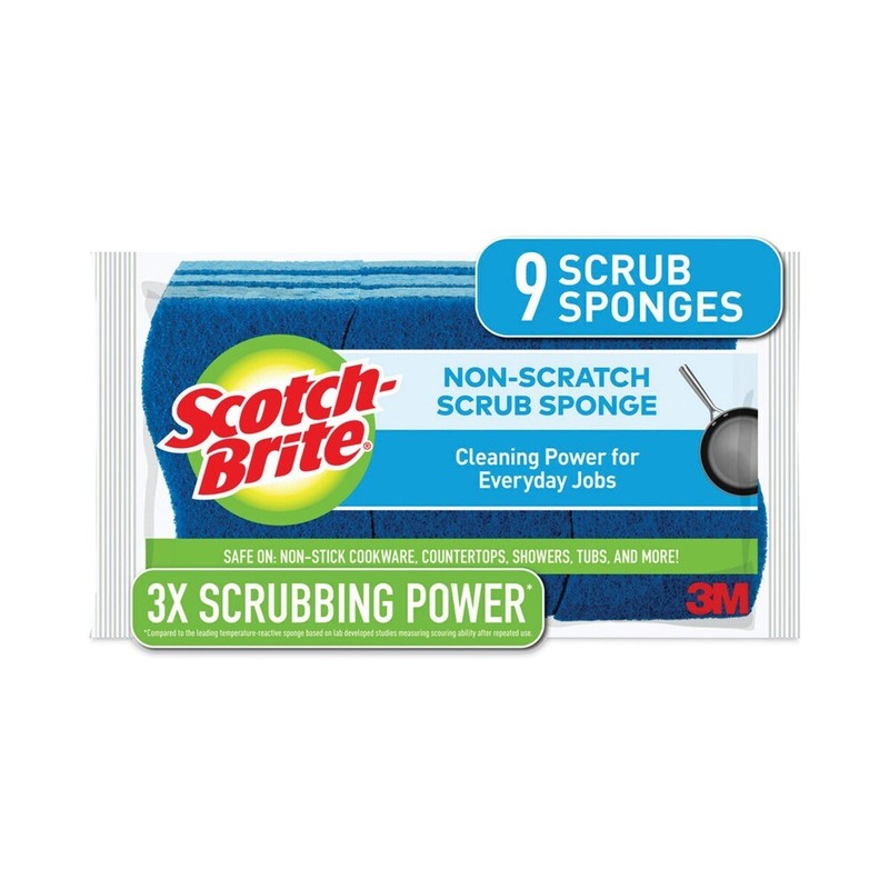 Scotch-Brite 5295PK Non-Scratch Multi-Purpose Scrub Sponge – Blue (9/PK) New