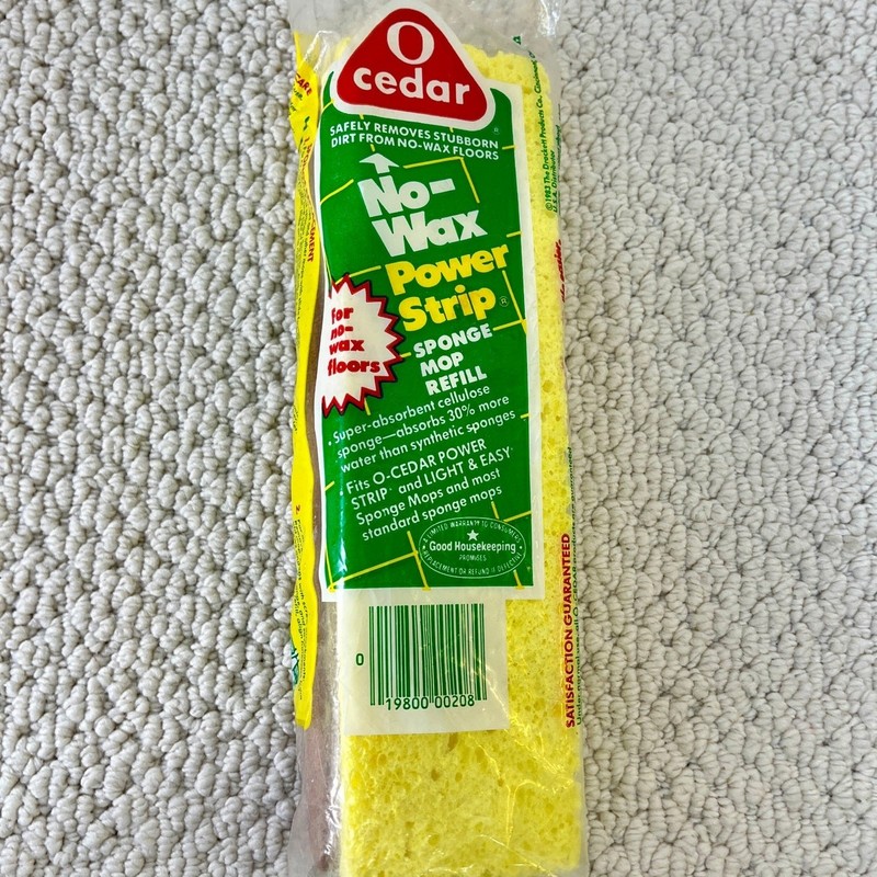 O-Cedar No Wax Power Strip Sponge Mop Refill 1983 NEW Discontinued NOS Sealed