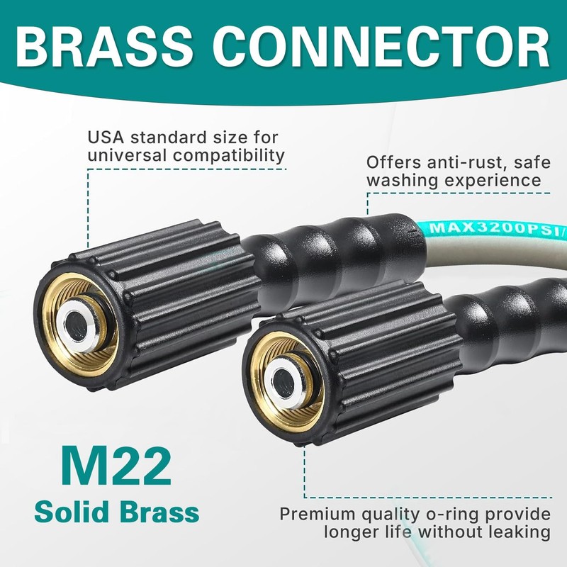 50 Ft Pressure Washer Hose 1/4 Inch M22 Dual O Ring Gray Replacement Hose gallery