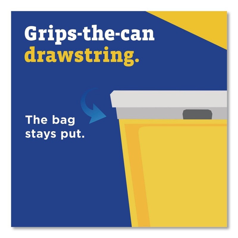 Glad 70427 23.75" x 24.88" 13-Gal Drawstring Trash Bags - Gray (100/CT) New gallery