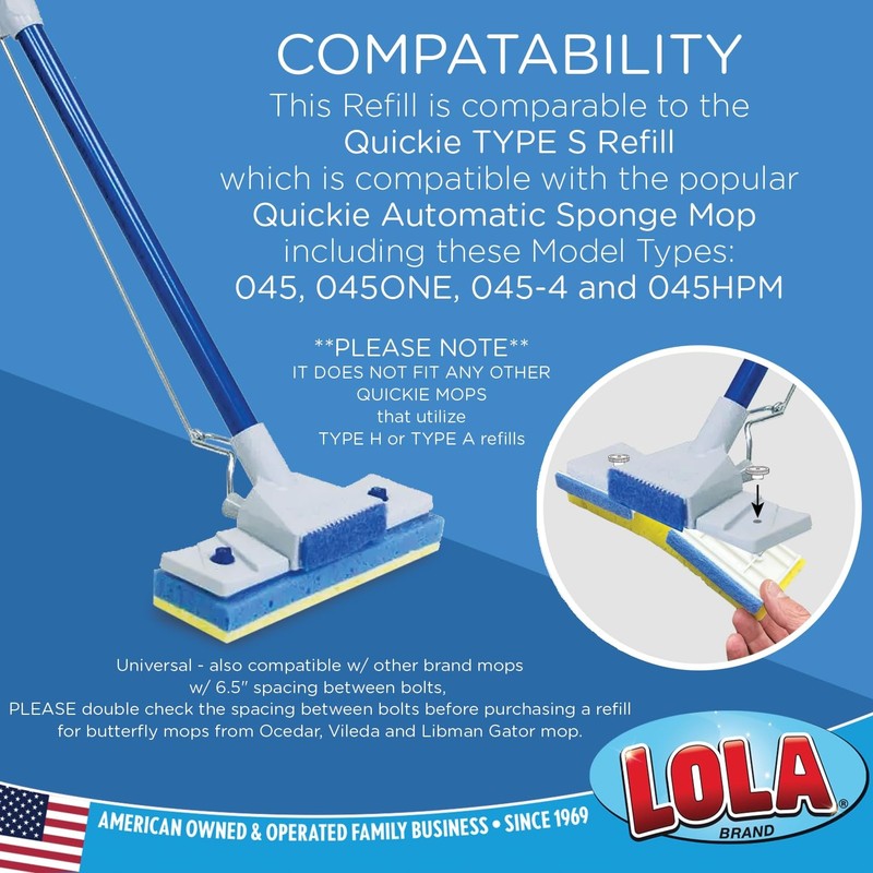 LOLA Squeeze Matic Butterfly Sponge Mop Refill, 9", 2 Pack 2 Pack, Yellow gallery