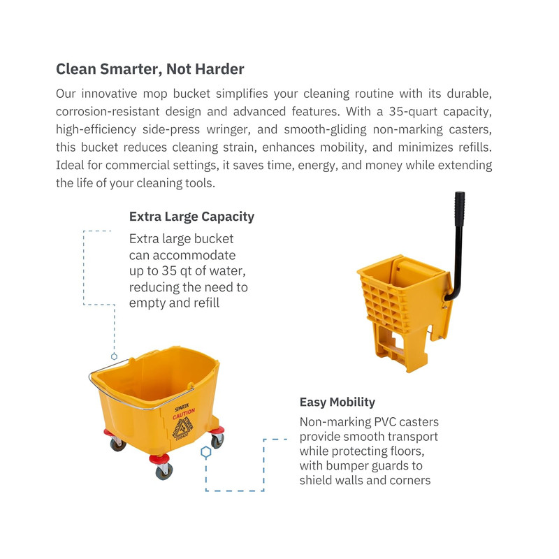 35-Quart Commercial Mop Bucket with Side-Press Wringer, Integrated Pour Spout, a gallery