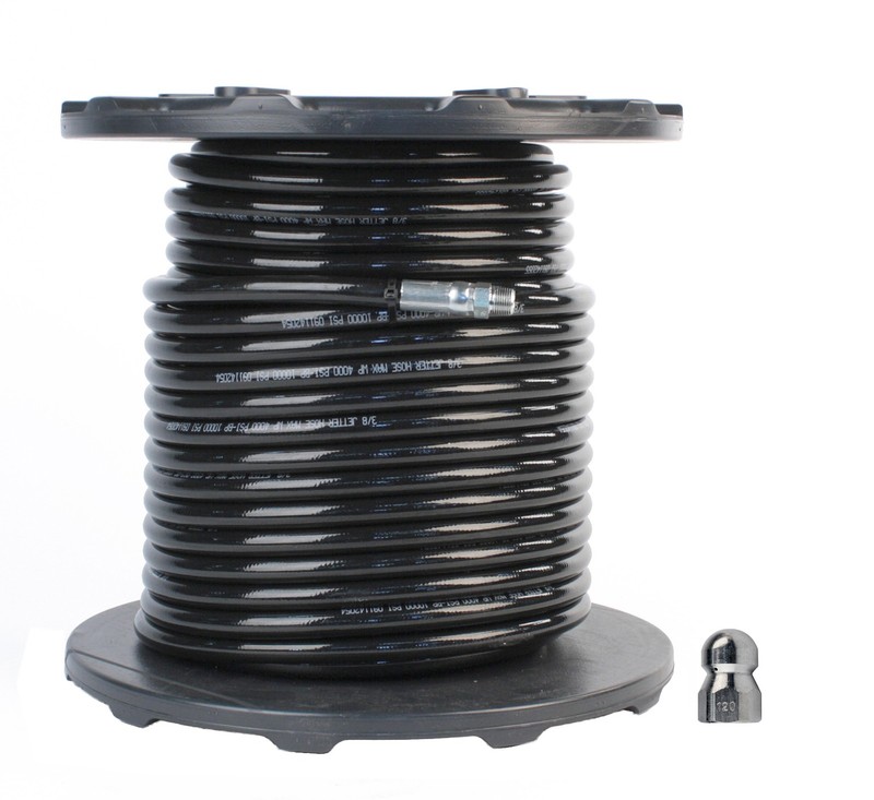Schieffer 3/8″ x 250′ 4000 PSI Thermoplastic Sewer Jetter Hose & 12.0 Nozzle