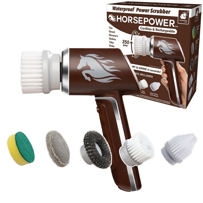 Horsepower Scrubber, Waterproof, Electric Power, 9 In., Scrubber Original