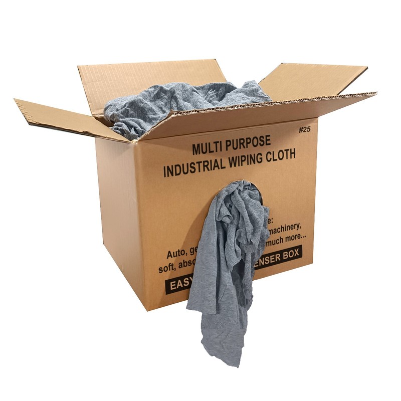 Gray Knit T-Shirt 100% Cotton Cleaning Rags 25 lbs. Box – Multipurpose Cleaning