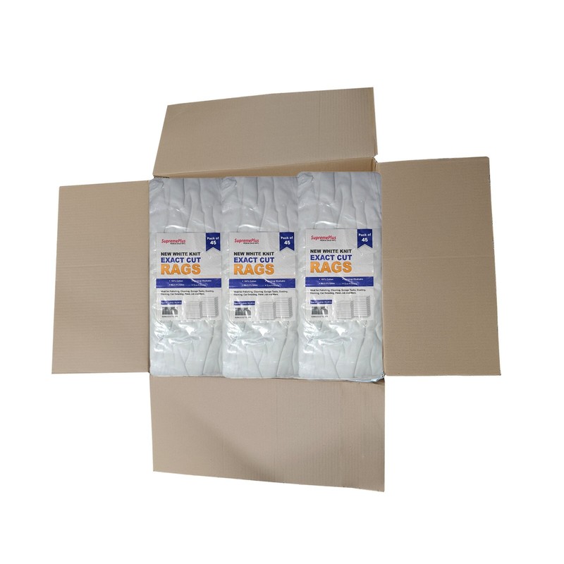 New White Knit T-Shirt Exact Cut Rags 20×20 inch – 10 Packs of 45 Pieces Case