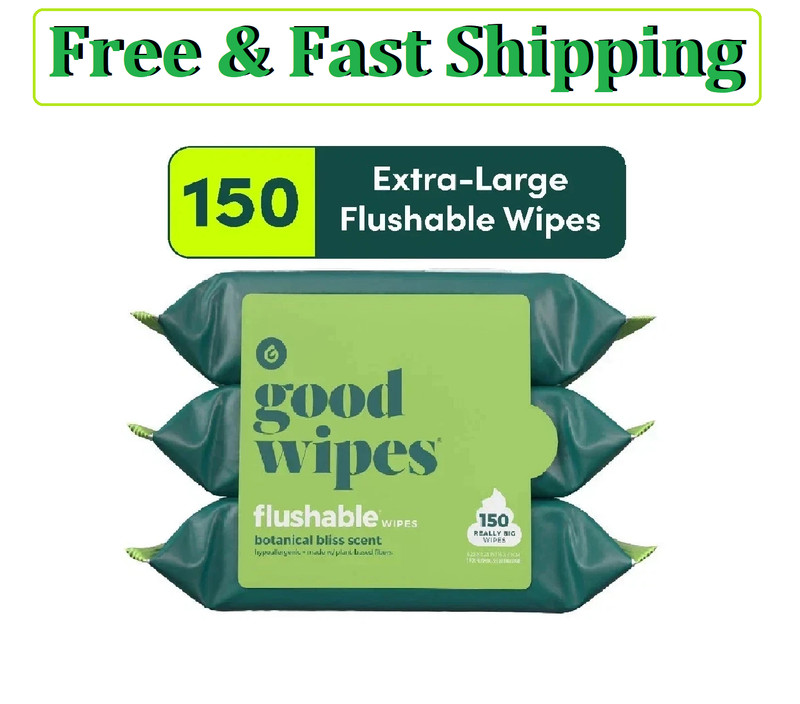 Goodwipes Flushable Butt Wipes, Botanical Bliss Scented, 3 Pack, 150 Total Wipes