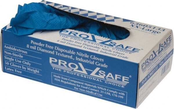 50 Pack PRO-SAFE 8 mil Diamond-Textured Disposable Nitrile Gloves: Size 2X-Large