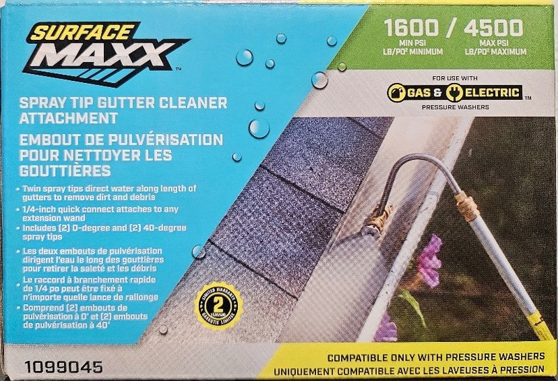 ^ Surface Maxx Spray Tip Gutter Cleaner Attachment Compatible w/ Pressure Washer