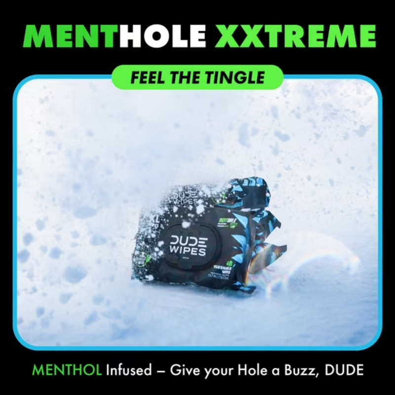 2Pack DUDE Wipes XL Flushable Wet Wipes MentHOLE XXtreme 144 Ct Pack gallery