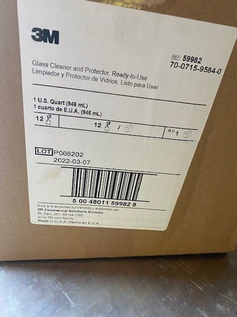 (Case of 12) 3M 59982 Liquid Glass Cleaner & Protector, 1 Qt each