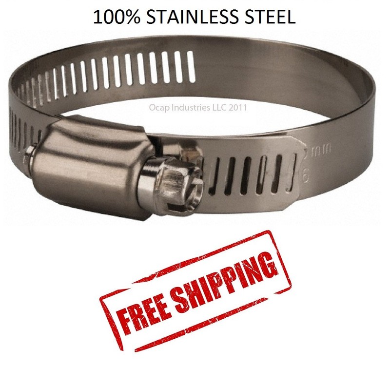 #10 All Stainless Steel Worm Gear Hose Clamp 9/16″ TO 1-1/16″ (10 PC) MARINE