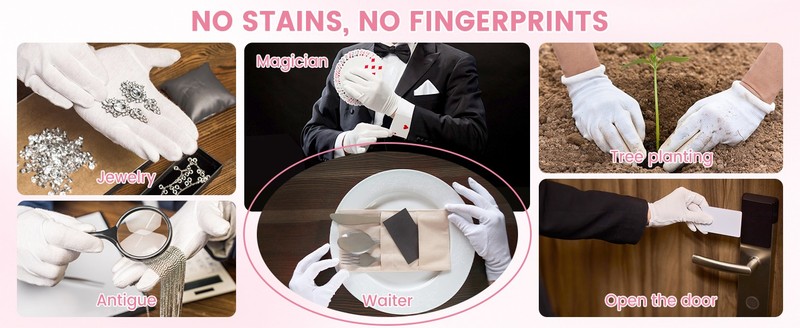 60 Pcs White Cotton Gloves for Dry Hands Sleeping, Soft Moisturizing gallery