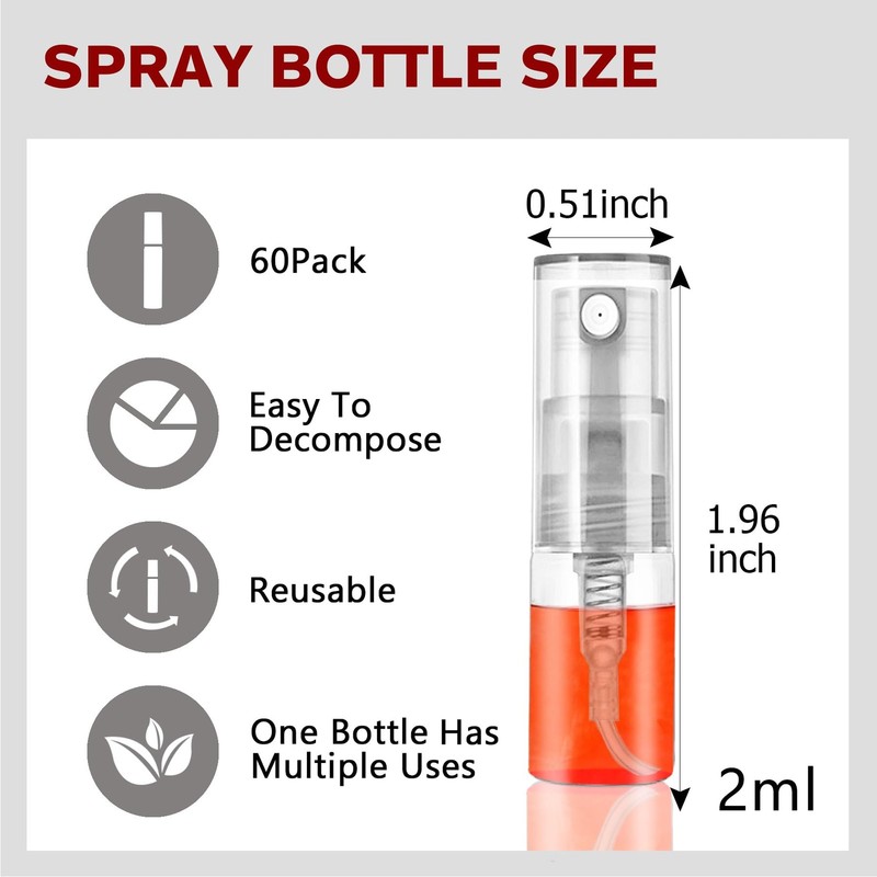 Csdtylh Mini Spray Bottle 2ml, Refillable Glass 60PCS,2ML, Clear gallery