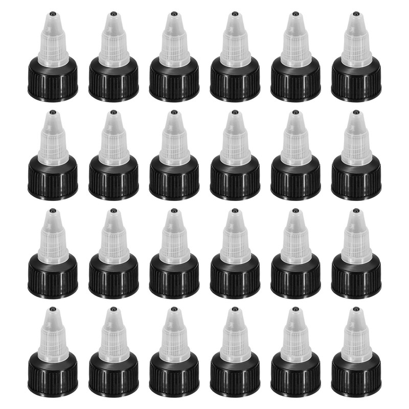 24 Pack Twist Top Cap 20/410 Black Dispensing Squeeze Bottles Replacements Caps