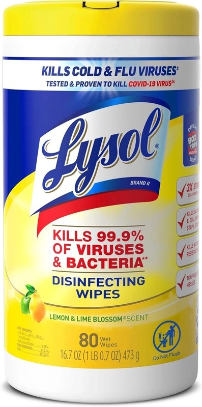 Lysol Disinfecting Wipes Bundle, 80 Count – Home Cleaning Supplies Lemon Lime