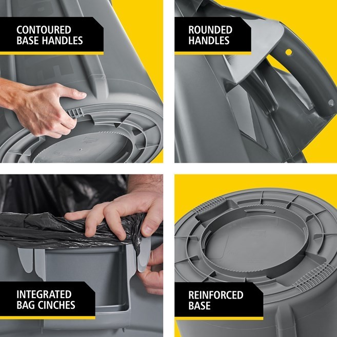 2 Pack Rubbermaid Brute 32 Gal Round Trash Can Gray Fg263200gray Heavy Duty gallery