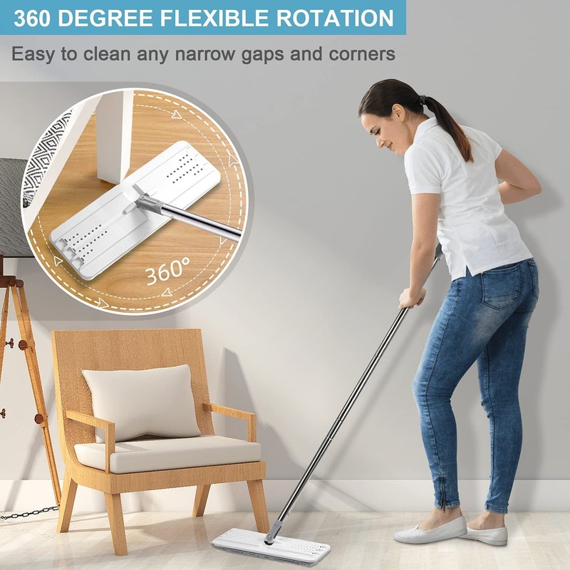 BOSHENG Mop and Bucket with Wringer Set, Hands Free Flat Floor Mop and Bucket... gallery
