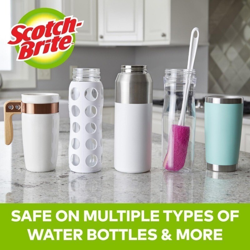 Water Bottle Scrubber Safe on Glass Plastic and Stainless Steel NEW gallery