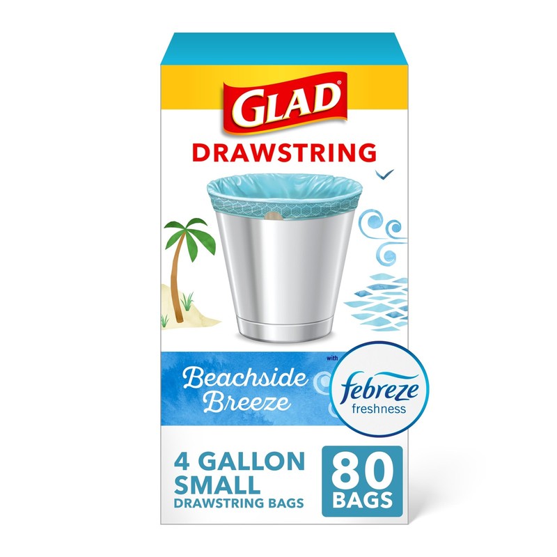 Glad Small Trash Bags 4 Gallon Febreze Beachside Breeze Garbage Bags Odor