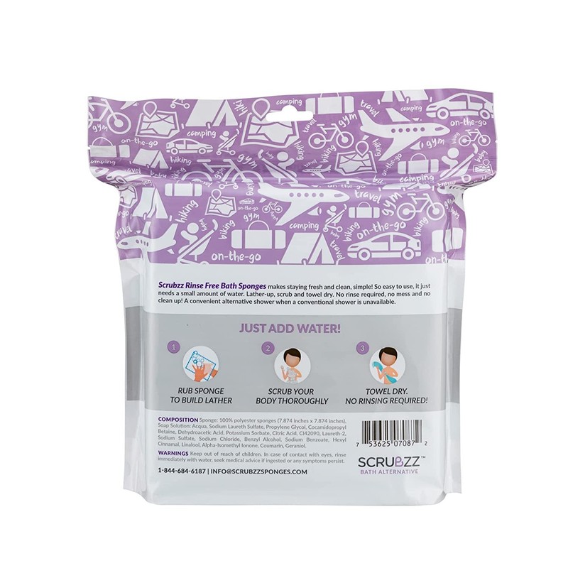 Scrubzz Disposable No Rinse Bathing Wipes - 25 25 Count (Pack of 1), Lavender gallery