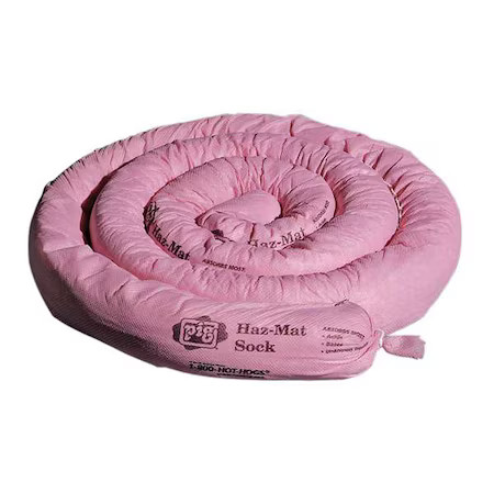 Pig Pig301 Sorbent Sock, 12 Gal, 3 In X 10 Ft, Acids, Bases, Unknowns, Pink, 6