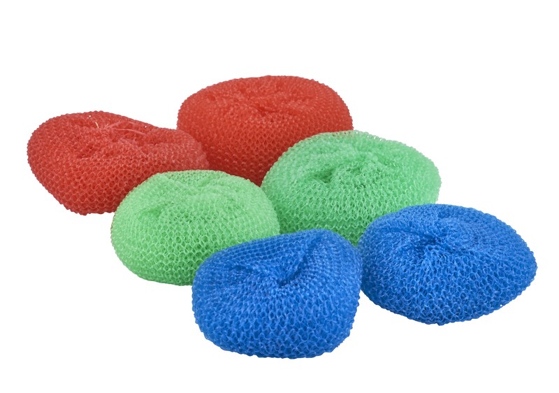 Superio Nylon Scouring Pads – 6 Pack, 2-Green, 2-Red, and 2-Blue