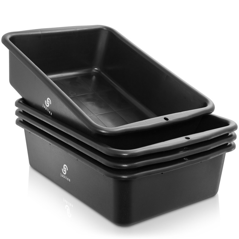 4-Pk Commercial Bus Box/Utility Tub – Plastic Storage Bin Dish Basin, 20L Blk