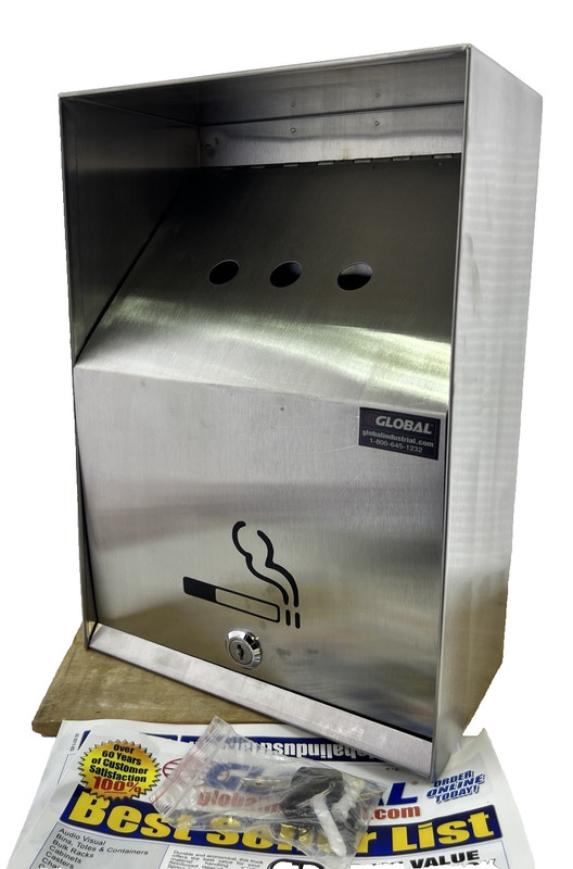 Outdoor Stainless Steel Wall Mount Ashtray 9x5x13 Commercial New