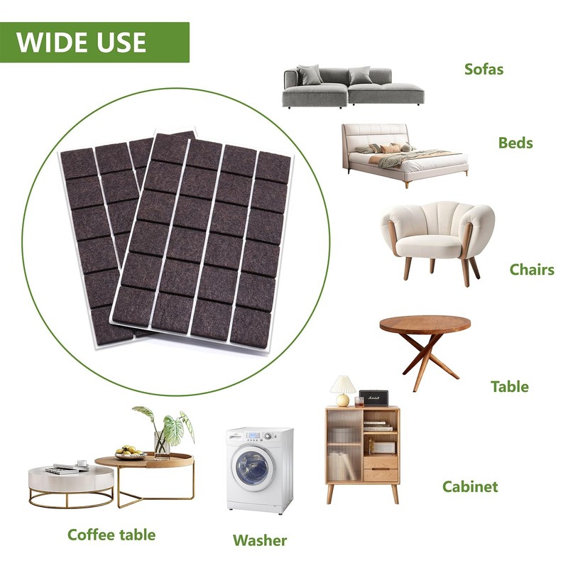 COVERCORNER Felt Furniture Pads 48PCS 1 inch Square Dark Brown, Brown gallery