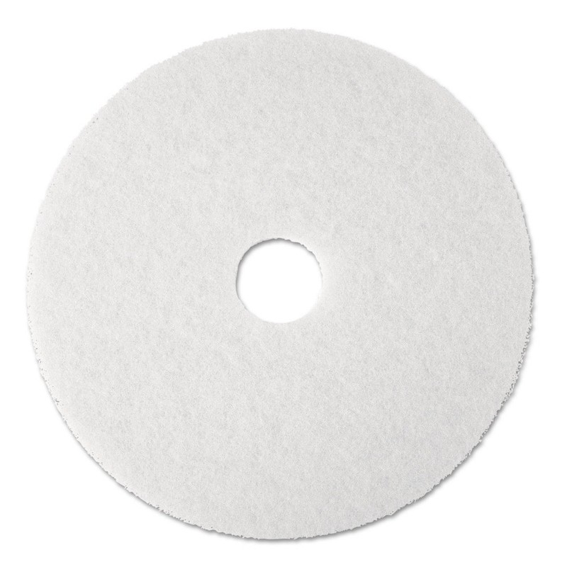 3M 08481 17″ Low-Speed Super Polishing Floor Pads – White (5/CT) New