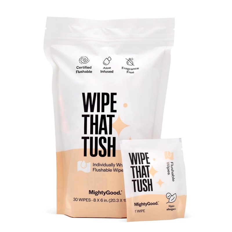 Wipe That Tush On-The-Go Flushable Wipes – 1 30 Count (Pack of 1), White