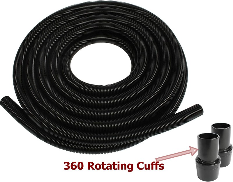 50 Ft. Black Ultra-Flexible Crushproof Commercial Wet/Dry Vacuum Hose with 1.5 I