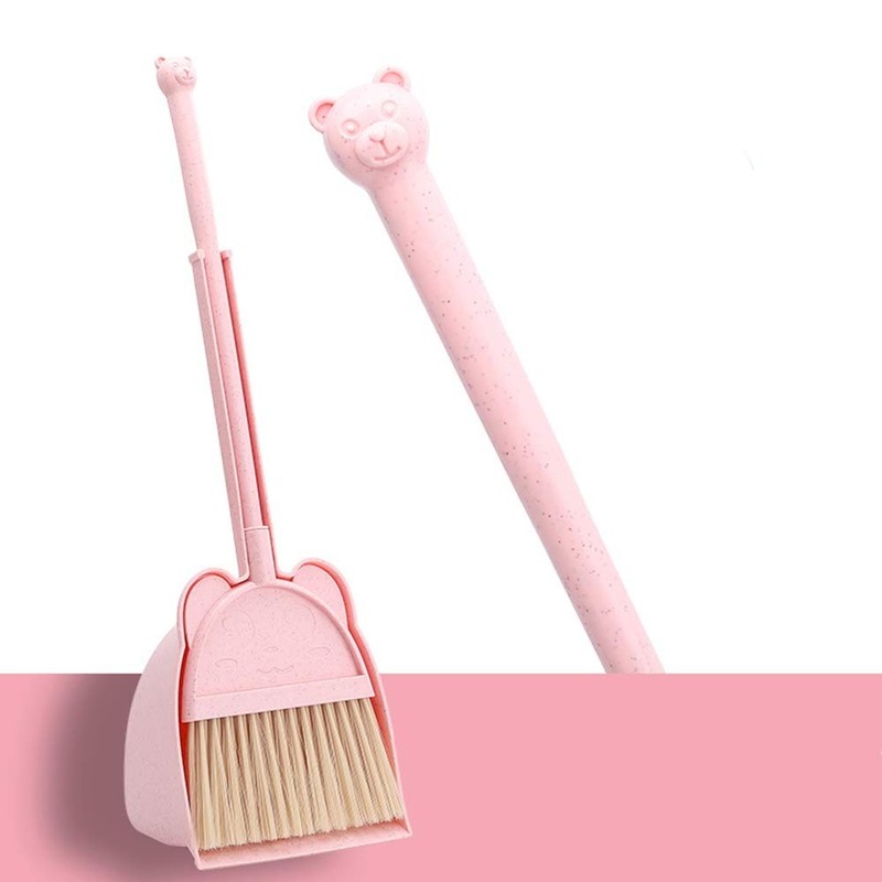 MAYEV Mini Broom with Dustpan for Kids,Little Housekeeping 2 Piece Set, Pink