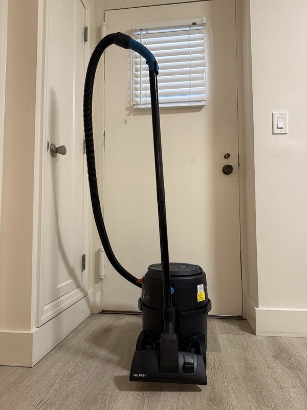 Nilfisk VP400 HEPA Bagged Canister Vacuum Corded Electric w/ Attachments