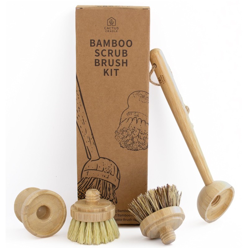 Cactuscradle Cactus Cradle Bamboo Scrub Brush Kit 4-Piece Dish Brush Set 2