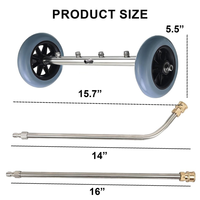 Hourleey Pressure Washer Undercarriage Cleaner, 16 Inch Power 16 Inch, Silver gallery
