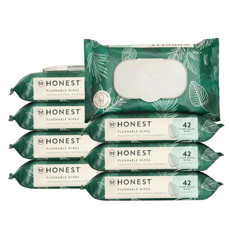 Flushable Wipes for 42 Count (Pack of 8), Tropical Leaves