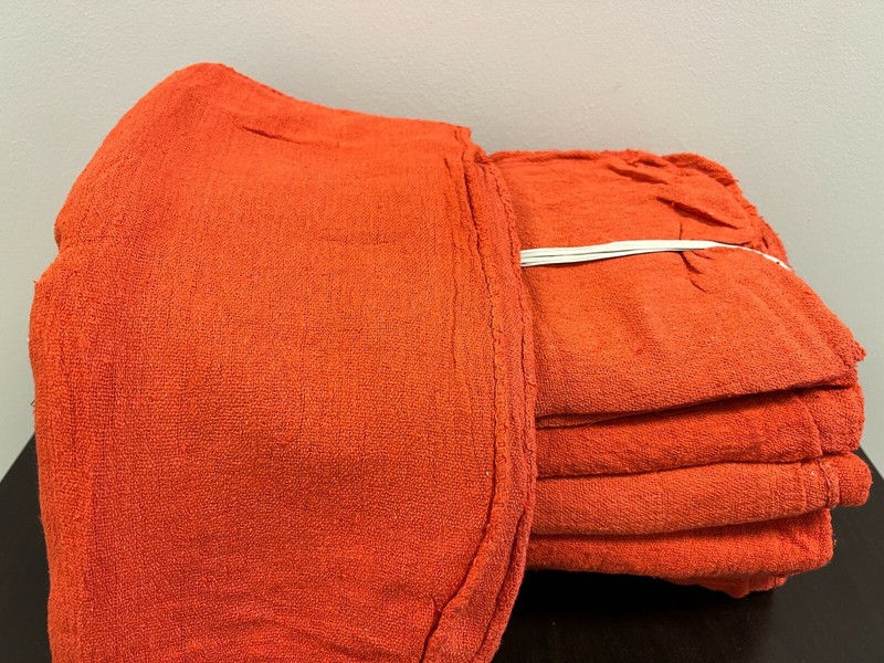 100 PIECES NEW ORANGE INDUSTRIAL SHOP RAGS CLEANING TOWELS