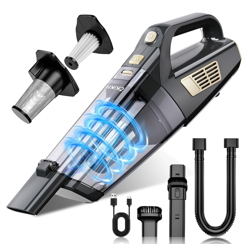 CKIKH Handheld Vacuum Cordless, 15000PA Strong Suction Hand Held Black & Gold
