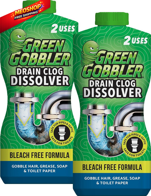 Green Gobbler Drain Clog Dissolver | Powerful Liquid Opener & 2 Pack