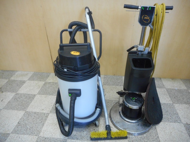 Floor Strip and Wax Slow Speed Buffer + Wet Vac NSS Galaxy 20 and Alpha 16