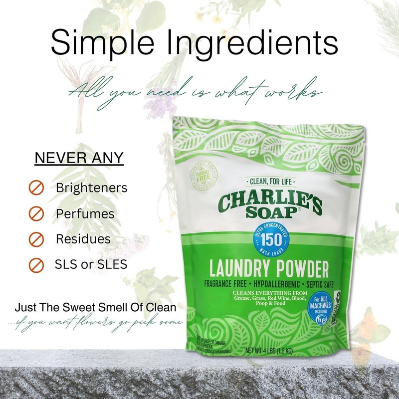 Charlie’s Soap Laundry Powder Detergent (150 64 Ounce (Pack of 1), WHITE gallery