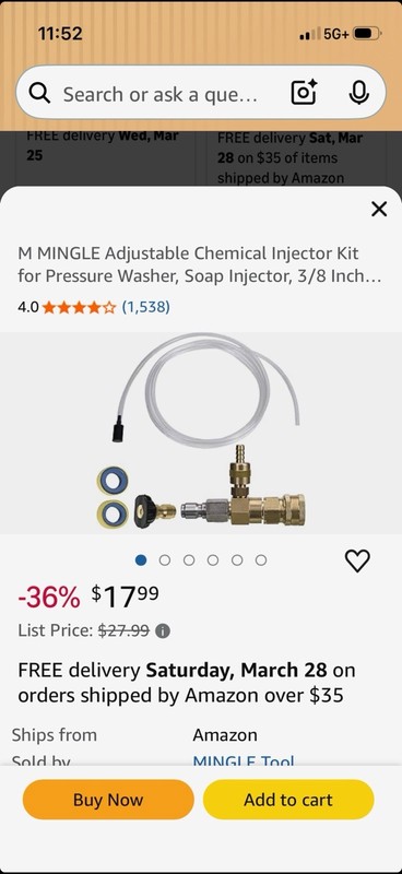 M MINGLE Adjustable Chemical Injector Kit Pressure Washer Soap Injector 3/8 Inch gallery