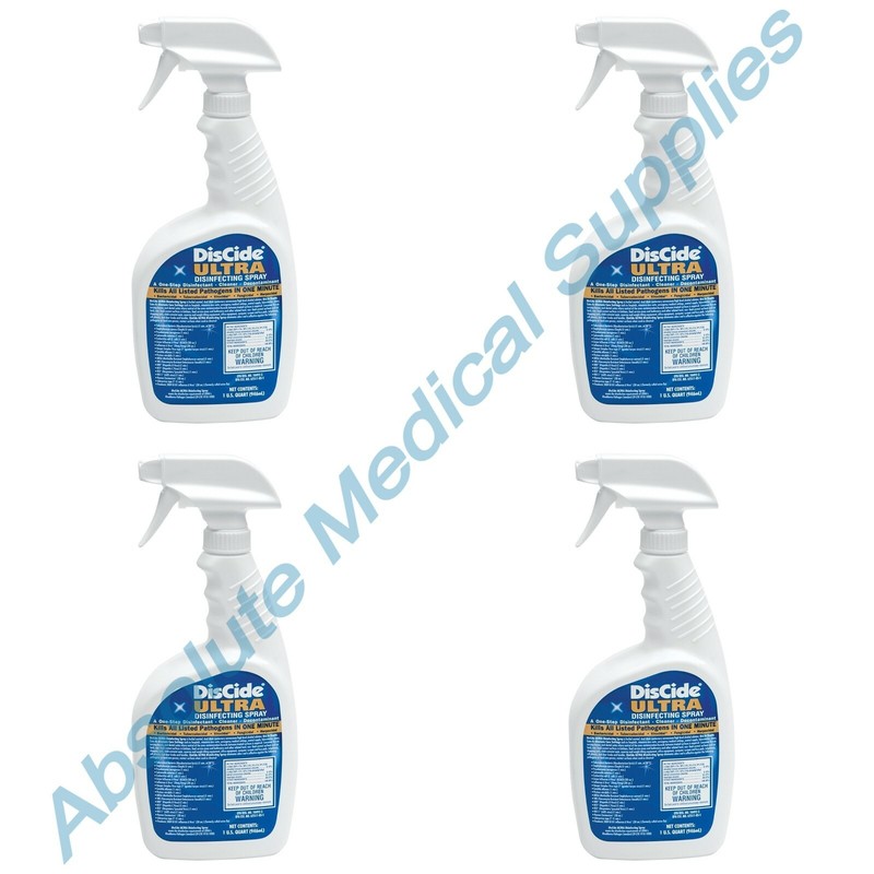 *4-Pack* Palmero DisCide Ultra Surface One Step Disinfecting Spray 1 Quart 3565Q